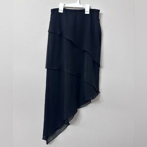 Elegant Vintage 100% Silk Black Layered Women's Skirt